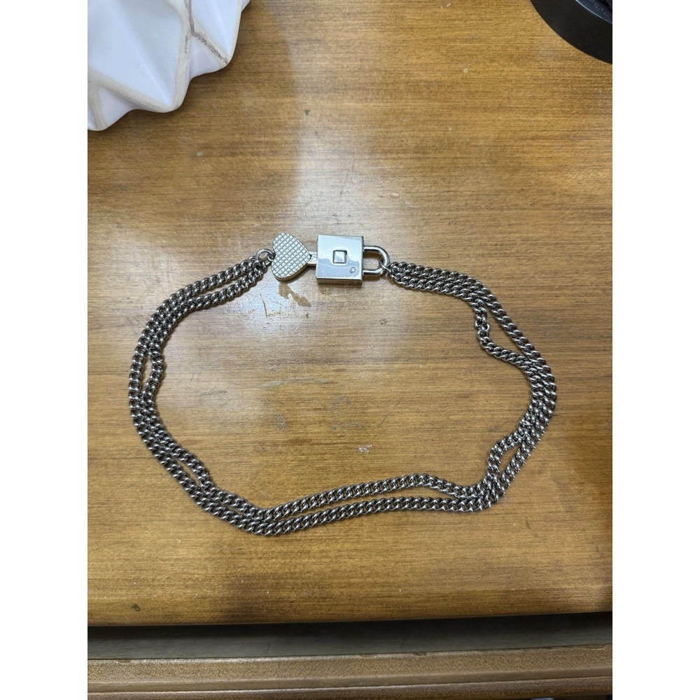 Goth Silver heart padlock necklace‎